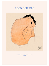 Egon Schiele Seated Male Nude with Black Hair - Art Print